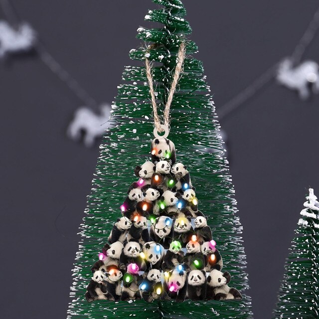 Drewniany Bożonarodzeniowy Wiszący Ornament Dekoracyjny w kształcie drzewa - Prezenty Świąteczne 2021 - Wianko - 65