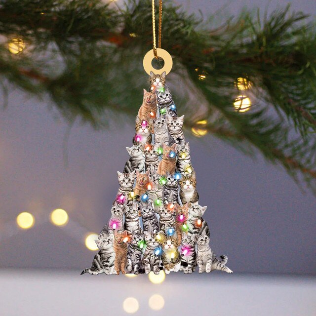 Drewniany Bożonarodzeniowy Wiszący Ornament Dekoracyjny w kształcie drzewa - Prezenty Świąteczne 2021 - Wianko - 59