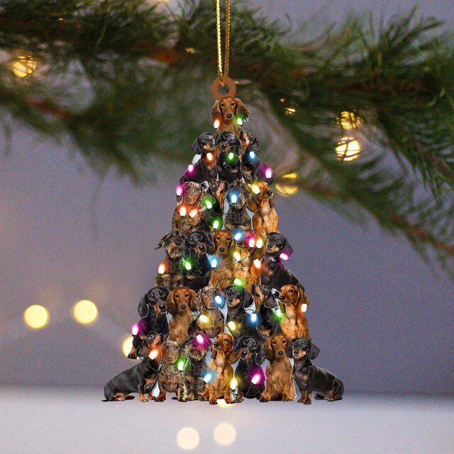 Drewniany Bożonarodzeniowy Wiszący Ornament Dekoracyjny w kształcie drzewa - Prezenty Świąteczne 2021 - Wianko - 45
