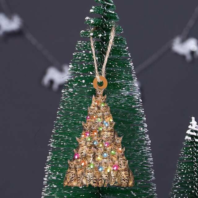 Drewniany Bożonarodzeniowy Wiszący Ornament Dekoracyjny w kształcie drzewa - Prezenty Świąteczne 2021 - Wianko - 51