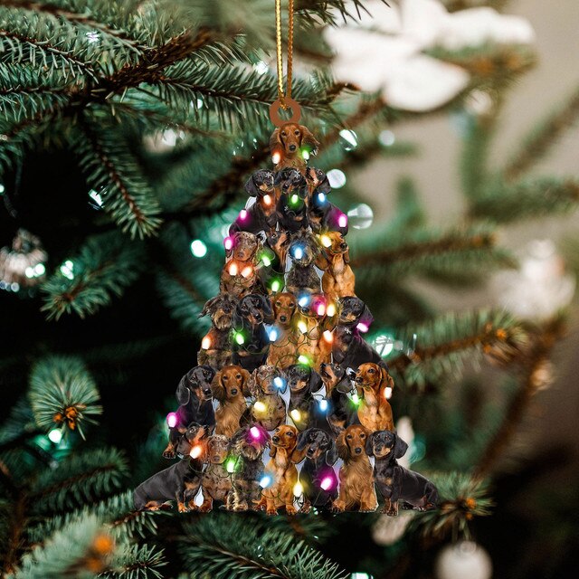 Drewniany Bożonarodzeniowy Wiszący Ornament Dekoracyjny w kształcie drzewa - Prezenty Świąteczne 2021 - Wianko - 41