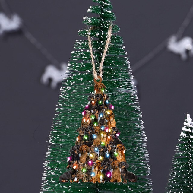 Drewniany Bożonarodzeniowy Wiszący Ornament Dekoracyjny w kształcie drzewa - Prezenty Świąteczne 2021 - Wianko - 44