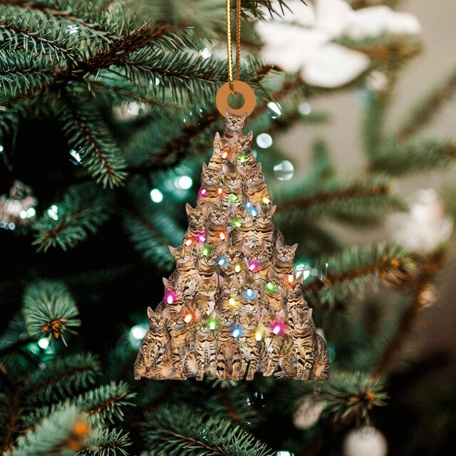 Drewniany Bożonarodzeniowy Wiszący Ornament Dekoracyjny w kształcie drzewa - Prezenty Świąteczne 2021 - Wianko - 47