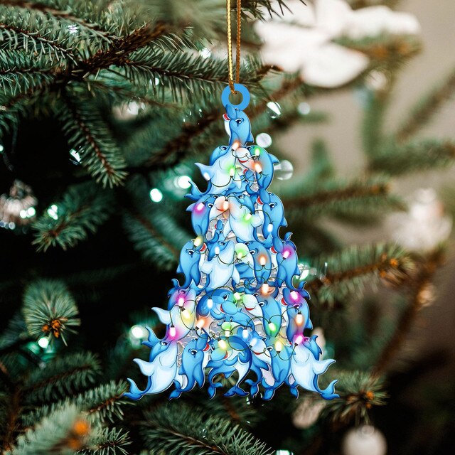Drewniany Bożonarodzeniowy Wiszący Ornament Dekoracyjny w kształcie drzewa - Prezenty Świąteczne 2021 - Wianko - 27