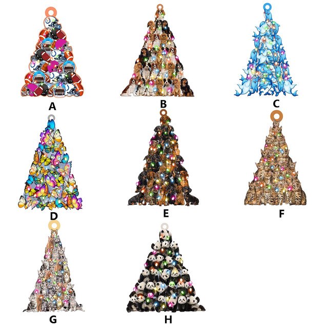 Drewniany Bożonarodzeniowy Wiszący Ornament Dekoracyjny w kształcie drzewa - Prezenty Świąteczne 2021 - Wianko - 10