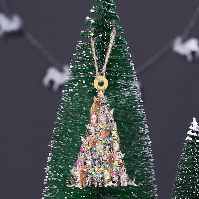 Drewniany Bożonarodzeniowy Wiszący Ornament Dekoracyjny w kształcie drzewa - Prezenty Świąteczne 2021 - Wianko - 58