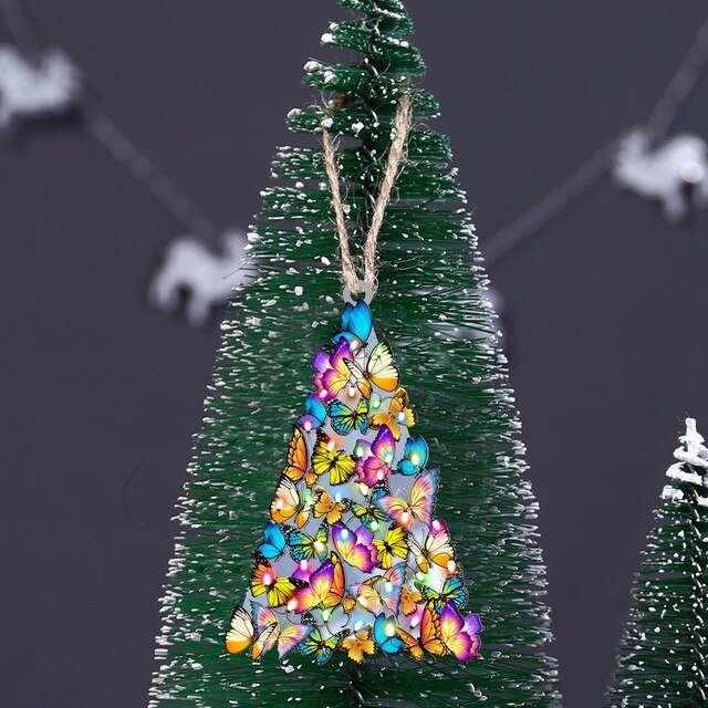 Drewniany Bożonarodzeniowy Wiszący Ornament Dekoracyjny w kształcie drzewa - Prezenty Świąteczne 2021 - Wianko - 37