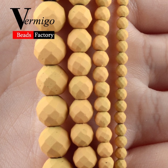 Pomarańczowe żółte gumowe koraliki Nanotech fasetowane 2-10mm do wyrobu biżuterii - 15 cali - Wianko - 32