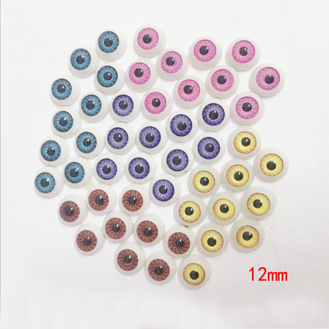 Pary 12mm akrylowych półokrągłych oczu dla lalek - zestaw 5 kolorów - Wianko - 2