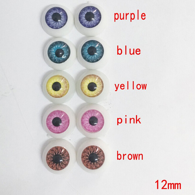 Pary 12mm akrylowych półokrągłych oczu dla lalek - zestaw 5 kolorów - Wianko - 3