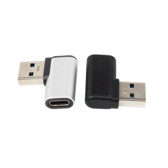 Adapter USB 3.0 typu C żeńskie złącze, 10 sztuk, 90 stopni, aluminiowy, czarny/srebrny - Wianko - 2