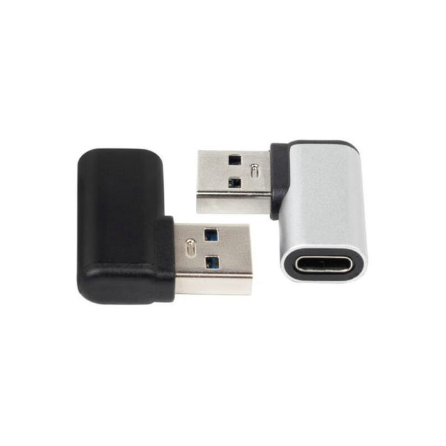 Adapter USB 3.0 typu C żeńskie złącze, 10 sztuk, 90 stopni, aluminiowy, czarny/srebrny - Wianko - 1