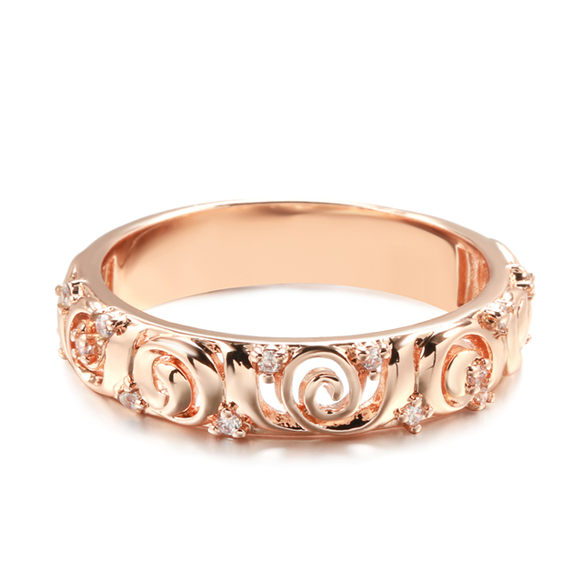 Różowe złoto 585 pierścień z cyrkonią, biżuteria ślubna, kwiaty Rose, dla kobiet - Wianko - 9