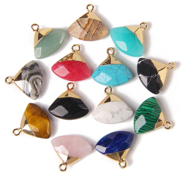 Zestaw 5 wisiorków z kamienia naturalnego, różne kształty, losowy kolor, w pudełku z niespodzianką  - wahadło, gwiazda, księżyc, serce - urok dla biżuterii - Wianko - 30