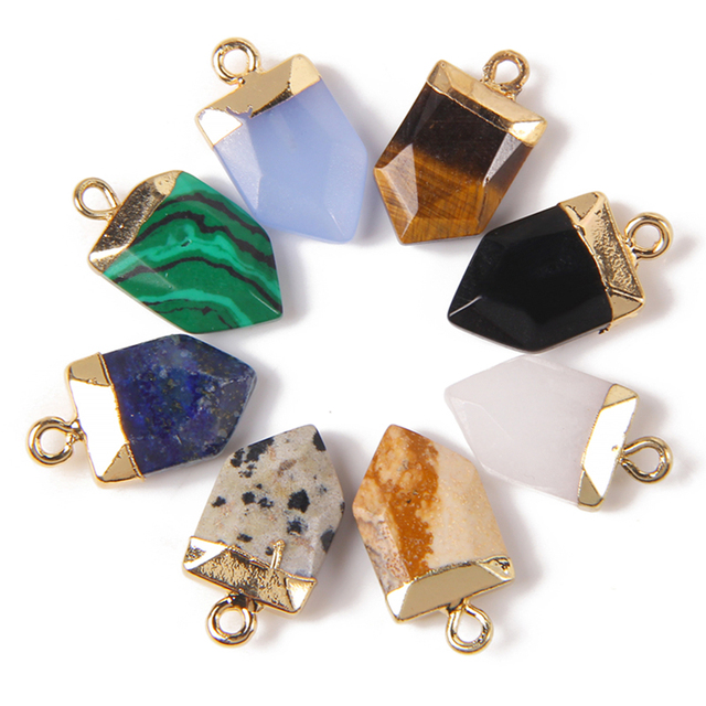 Zestaw 5 wisiorków z kamienia naturalnego, różne kształty, losowy kolor, w pudełku z niespodzianką  - wahadło, gwiazda, księżyc, serce - urok dla biżuterii - Wianko - 37