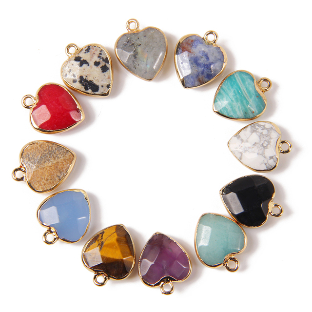 Zestaw 5 wisiorków z kamienia naturalnego, różne kształty, losowy kolor, w pudełku z niespodzianką  - wahadło, gwiazda, księżyc, serce - urok dla biżuterii - Wianko - 36