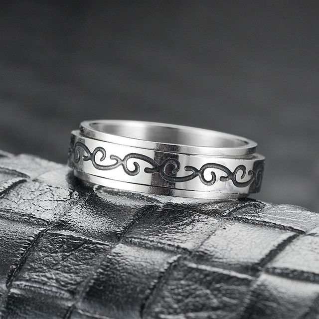 Pierścień obrotowy ze stali nierdzewnej z motywem Celtic dla kobiet, w szerokim stylu obrączki ślubnej, rozmiary 6-11 - Wianko - 1