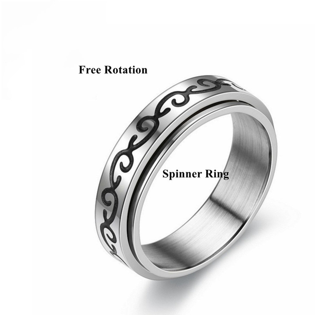 Pierścień obrotowy ze stali nierdzewnej z motywem Celtic dla kobiet, w szerokim stylu obrączki ślubnej, rozmiary 6-11 - Wianko - 4