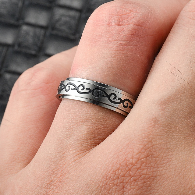 Pierścień obrotowy ze stali nierdzewnej z motywem Celtic dla kobiet, w szerokim stylu obrączki ślubnej, rozmiary 6-11 - Wianko - 3