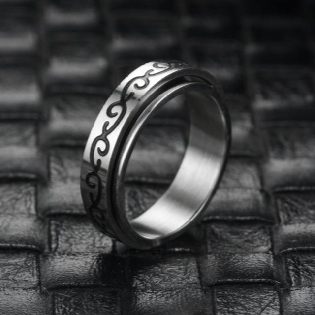 Pierścień obrotowy ze stali nierdzewnej z motywem Celtic dla kobiet, w szerokim stylu obrączki ślubnej, rozmiary 6-11 - Wianko - 2