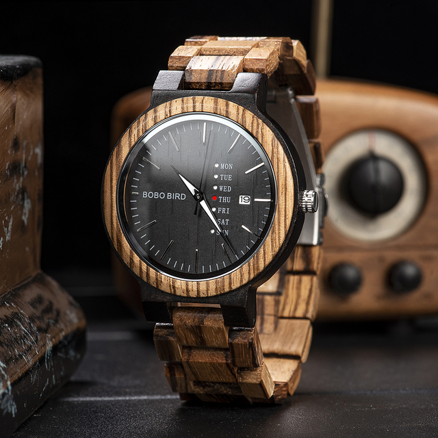Zegarek męski BOBO ptak drewniany z wyświetlaczem daty i ruchem kwarcowym - Wianko - 6