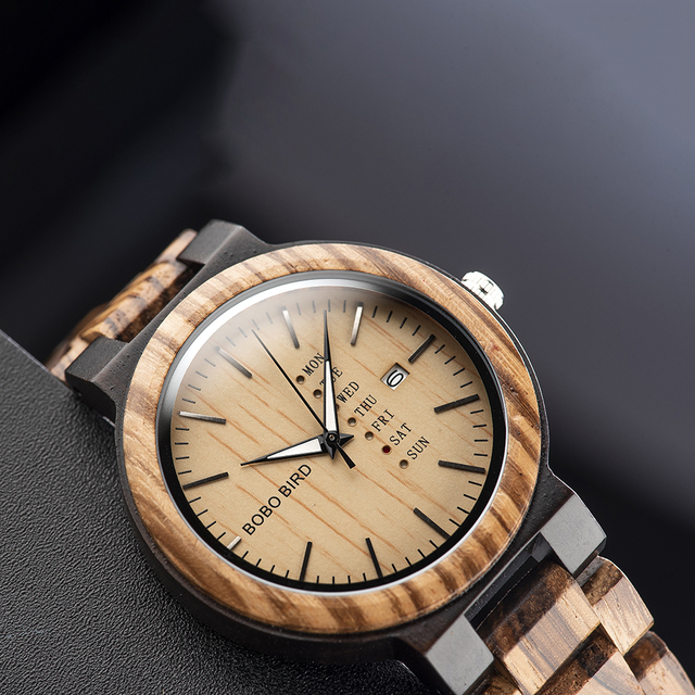 Zegarek męski BOBO ptak drewniany z wyświetlaczem daty i ruchem kwarcowym - Wianko - 11
