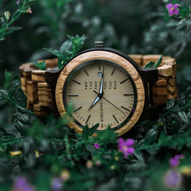 Zegarek męski BOBO ptak drewniany z wyświetlaczem daty i ruchem kwarcowym - Wianko - 3