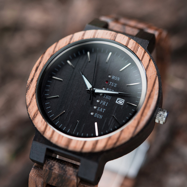 Zegarek męski BOBO ptak drewniany z wyświetlaczem daty i ruchem kwarcowym - Wianko - 4