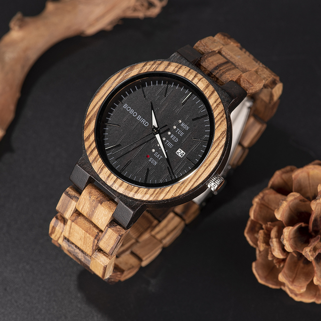 Zegarek męski BOBO ptak drewniany z wyświetlaczem daty i ruchem kwarcowym - Wianko - 7