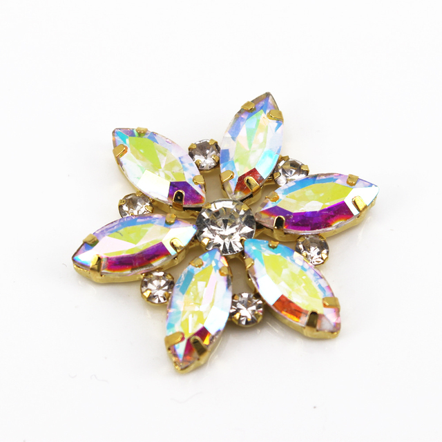 35mm kolorowy zielony kwiat przyszywany ręcznie kamień szlachetny z metalowym zaczepem złota koloru do DIY biżuterii - Wianko - 11