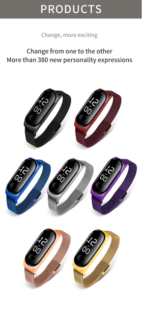 Damskie cyfrowe zegarek na nadgarstek - elektroniczny, wodoodporny, z budzikiem i bransoletką LED - Wianko - 7