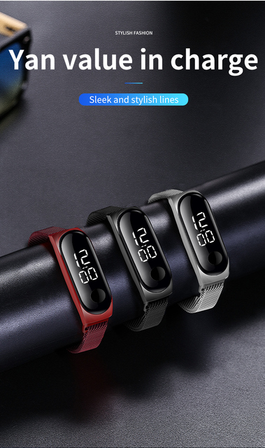 Damskie cyfrowe zegarek na nadgarstek - elektroniczny, wodoodporny, z budzikiem i bransoletką LED - Wianko - 4