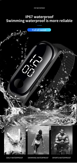 Damskie cyfrowe zegarek na nadgarstek - elektroniczny, wodoodporny, z budzikiem i bransoletką LED - Wianko - 3