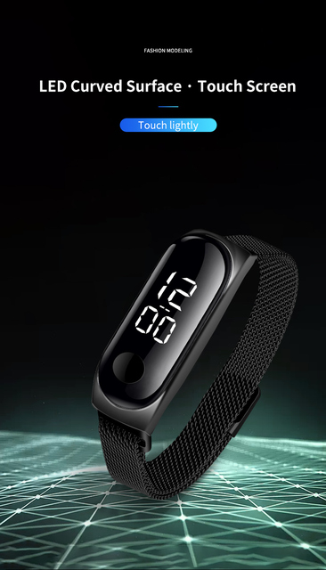 Damskie cyfrowe zegarek na nadgarstek - elektroniczny, wodoodporny, z budzikiem i bransoletką LED - Wianko - 2