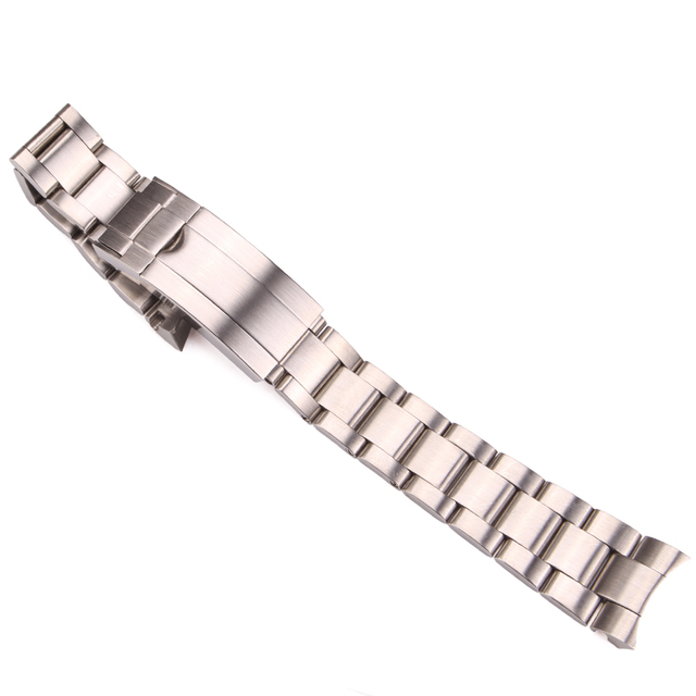 Pasek do zegarka ze stali nierdzewnej 316L, srebrny, szczotkowany, 20mm, krzywy koniec, łączniki śrubowe - Wianko - 15