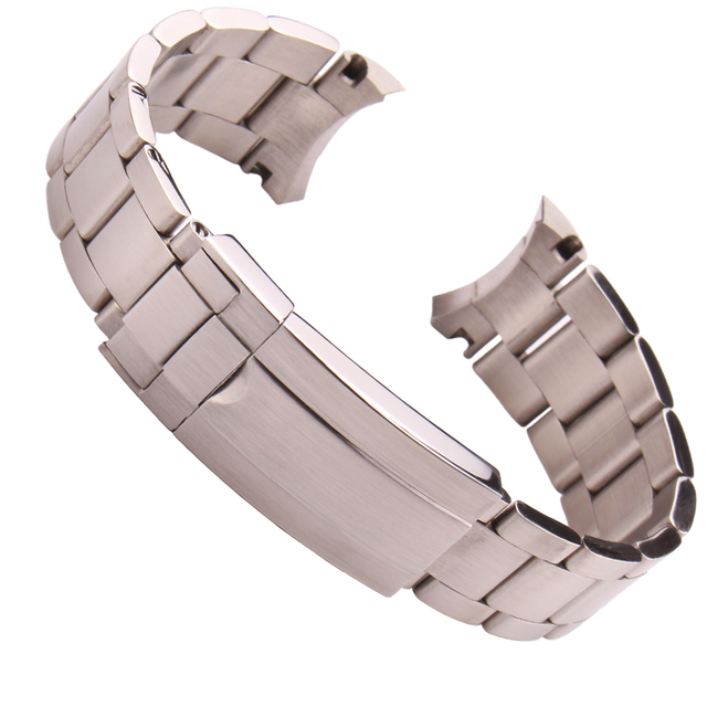 Pasek do zegarka ze stali nierdzewnej 316L, srebrny, szczotkowany, 20mm, krzywy koniec, łączniki śrubowe - Wianko - 8