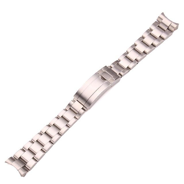 Pasek do zegarka ze stali nierdzewnej 316L, srebrny, szczotkowany, 20mm, krzywy koniec, łączniki śrubowe - Wianko - 9