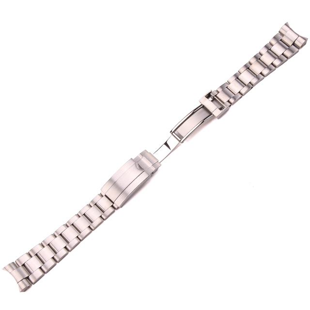 Pasek do zegarka ze stali nierdzewnej 316L, srebrny, szczotkowany, 20mm, krzywy koniec, łączniki śrubowe - Wianko - 10