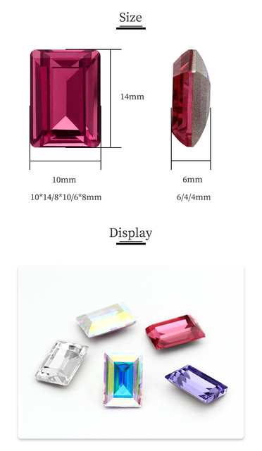 Astrobox prostokąt kryształki górskie z klejem na przytwierdzanie do szkła aplikacja na odzież, DIY tworzenie biżuterii - Wianko - 5