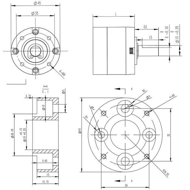 Reduktor prędkości do silnika DC 775/895 45zy planetarny o wysokim momencie obrotowym, średnica 45mm aslong - Wianko - 2