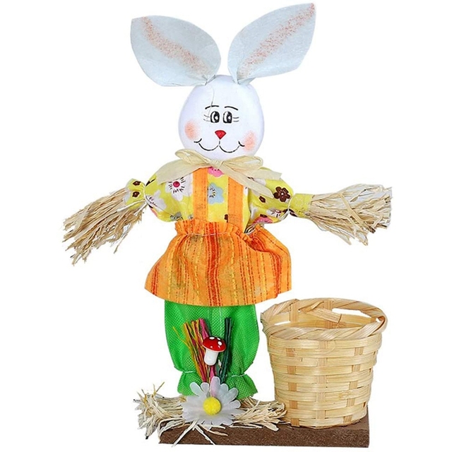 Wielkanocny króliczek słomkowy w bambusowym koszu z cukierkowym pudełkiem - Wianko - 3