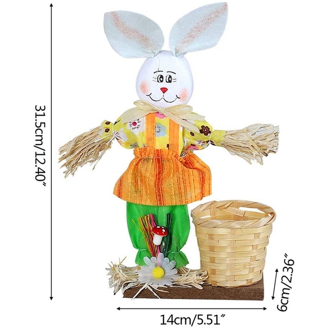 Wielkanocny króliczek słomkowy w bambusowym koszu z cukierkowym pudełkiem - Wianko - 8