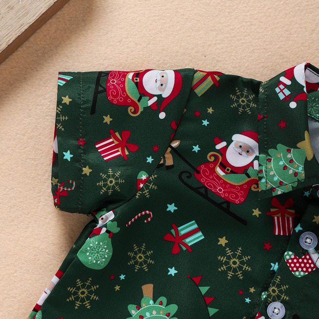 Zestaw ubrań Boże Narodzenie dla chłopców 1-6 lat - koszula, spodenki, spodnie, stroje - Wianko - 9