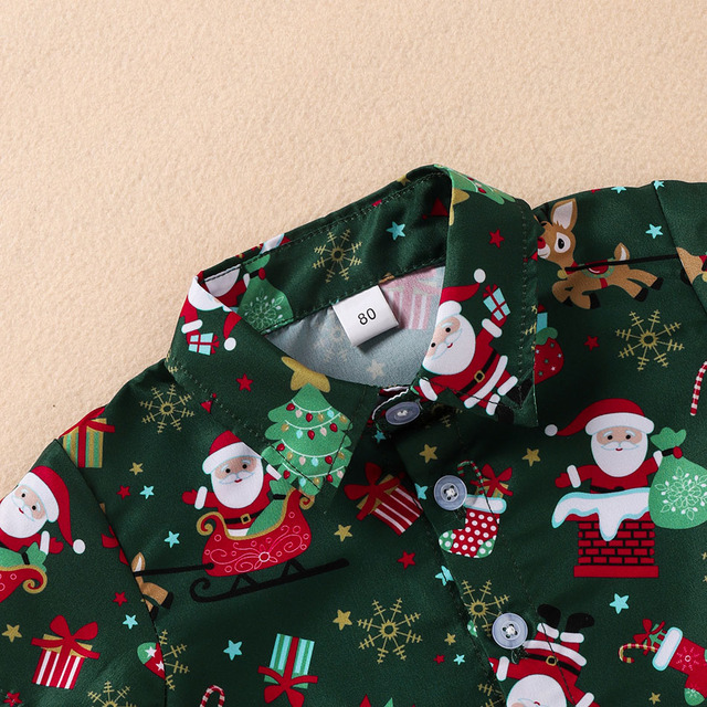 Zestaw ubrań Boże Narodzenie dla chłopców 1-6 lat - koszula, spodenki, spodnie, stroje - Wianko - 7