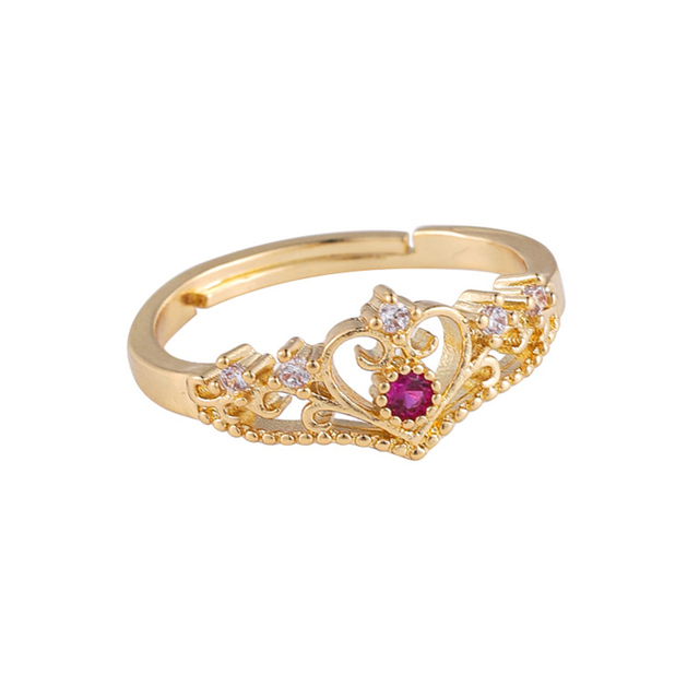 Luksusowy pierścionek korona z kryształem cyrkonii - elegancka biżuteria dla kobiet - Wianko - 8
