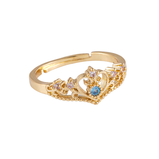 Luksusowy pierścionek korona z kryształem cyrkonii - elegancka biżuteria dla kobiet - Wianko - 9