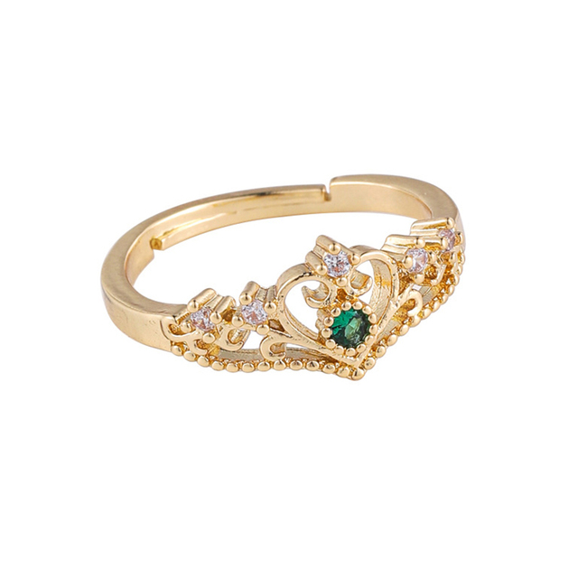 Luksusowy pierścionek korona z kryształem cyrkonii - elegancka biżuteria dla kobiet - Wianko - 10