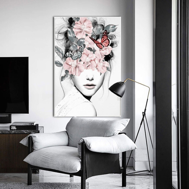 Plakat na płótnie z rysunkiem nordyckiego kwiatowego wzoru do dekoracji ściennej w salonie i sypialni - Wianko - 3