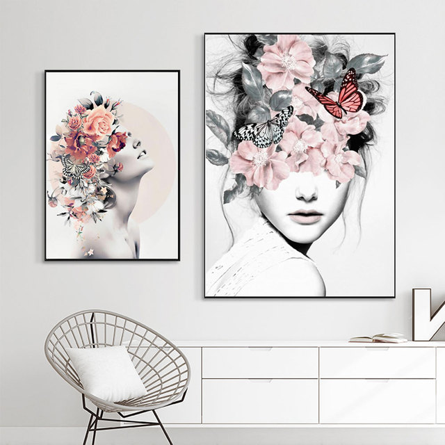 Plakat na płótnie z rysunkiem nordyckiego kwiatowego wzoru do dekoracji ściennej w salonie i sypialni - Wianko - 2