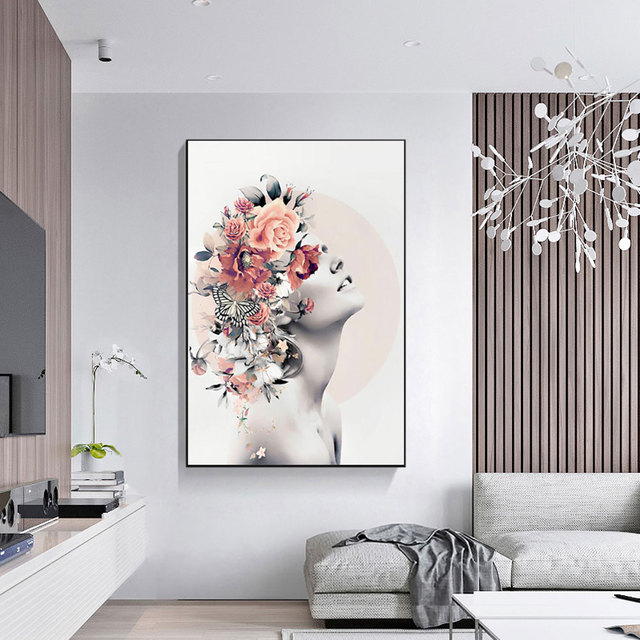 Plakat na płótnie z rysunkiem nordyckiego kwiatowego wzoru do dekoracji ściennej w salonie i sypialni - Wianko - 5